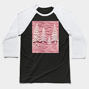 Funny Pink Chrismas Trees Knitted Pattern Baseball T-Shirt